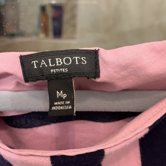 Talbots knit top pink a navy - Picture 4 of 6